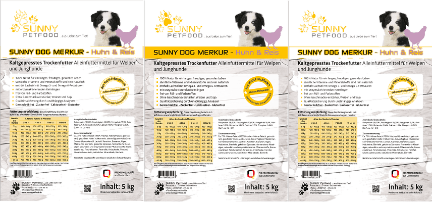 SUNNY Petfood - KALTGEPRESST - MERKUR 15 kg