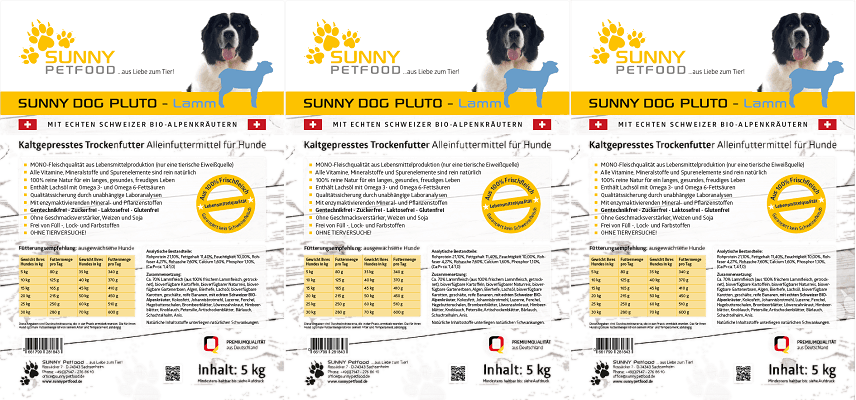 SUNNY Petfood - KALTGEPRESST - PLUTO 15 kg