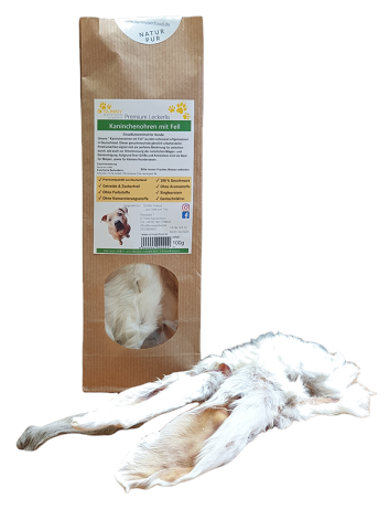 Kaninchen-Ohren mit Fell 100g