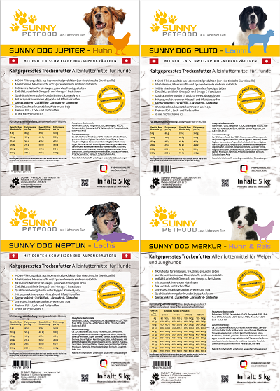 SUNNY Petfood QUATTRO - KALTGEPRESST - alle 4 Sorten 20 kg